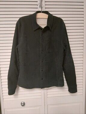 James Perse Grey Corduroy Sherpa Lined Button-Up Shirt Jacket